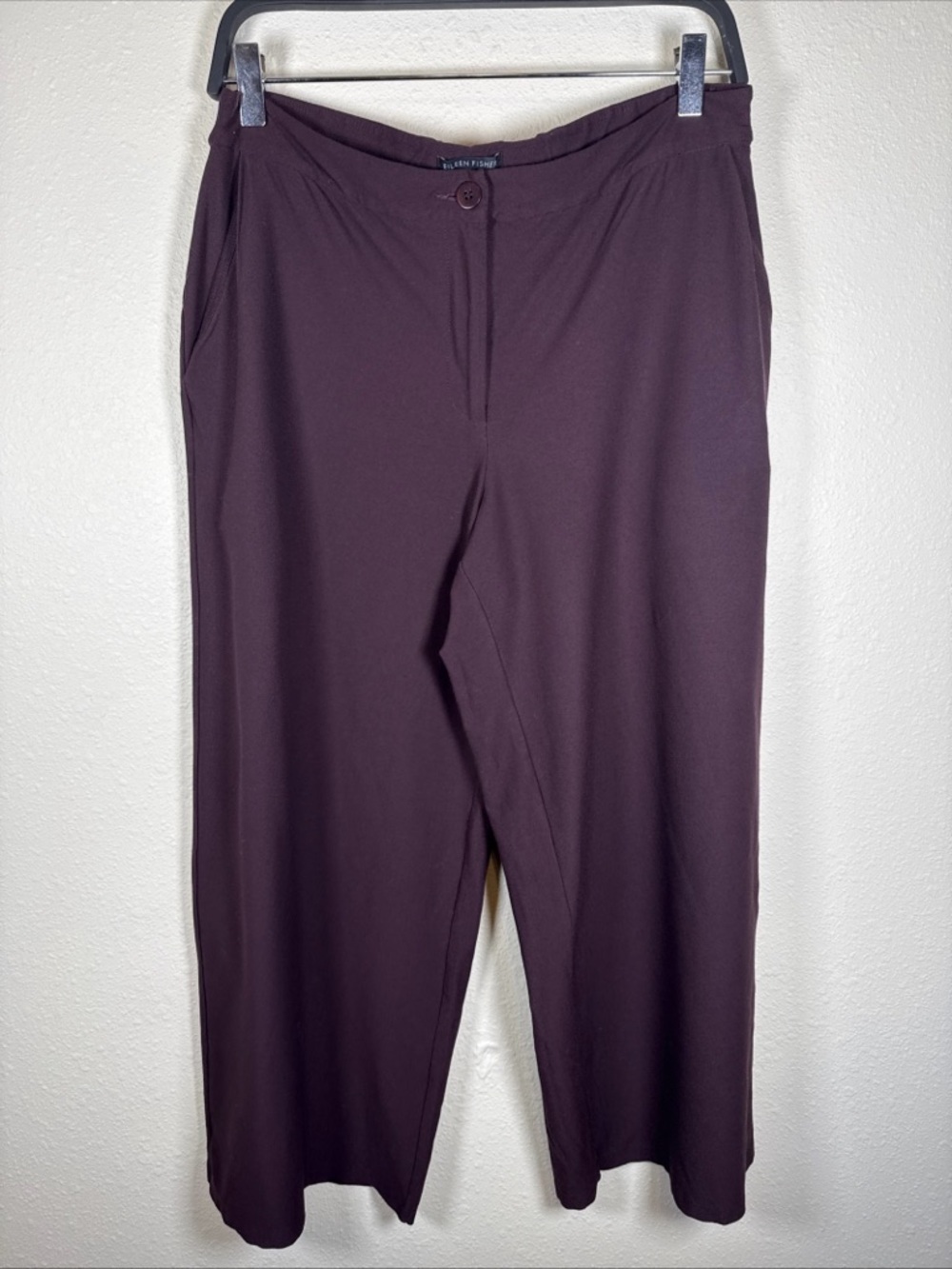 Eileen Fisher Wife Leg Cropped Mid Rise Pants Brown 10 Lagenlook Flowy Boho